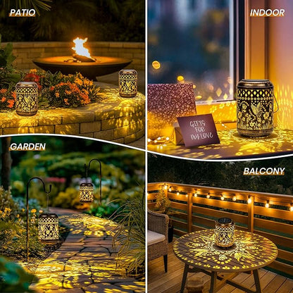 Solar Lanterns Hummingbird Garden Decor Vintage Hanging Gifts for Mom Grandma Indoor Outdoor Waterproof Heavy Duty Vintage Table Metal Lights for Yard, Patio, Lawn, Balcony, Pathway, Garden Decor 2Pcs