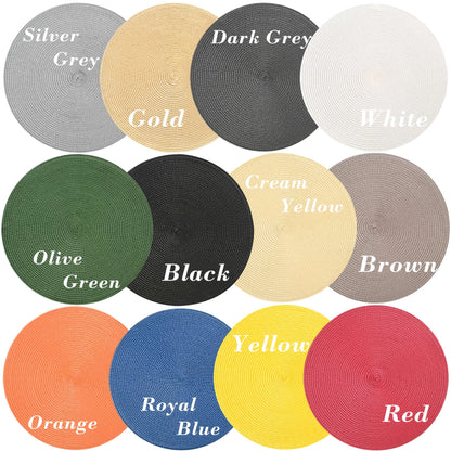 Zupro Round Placemats Set of 6,Braided 15 inch Table Mats Heat Resistant Non-Slip Washable,for Kitchen Dining Tables Four Seasons Dinner Parties Thanksgiving Christmas and Everyday Use.White