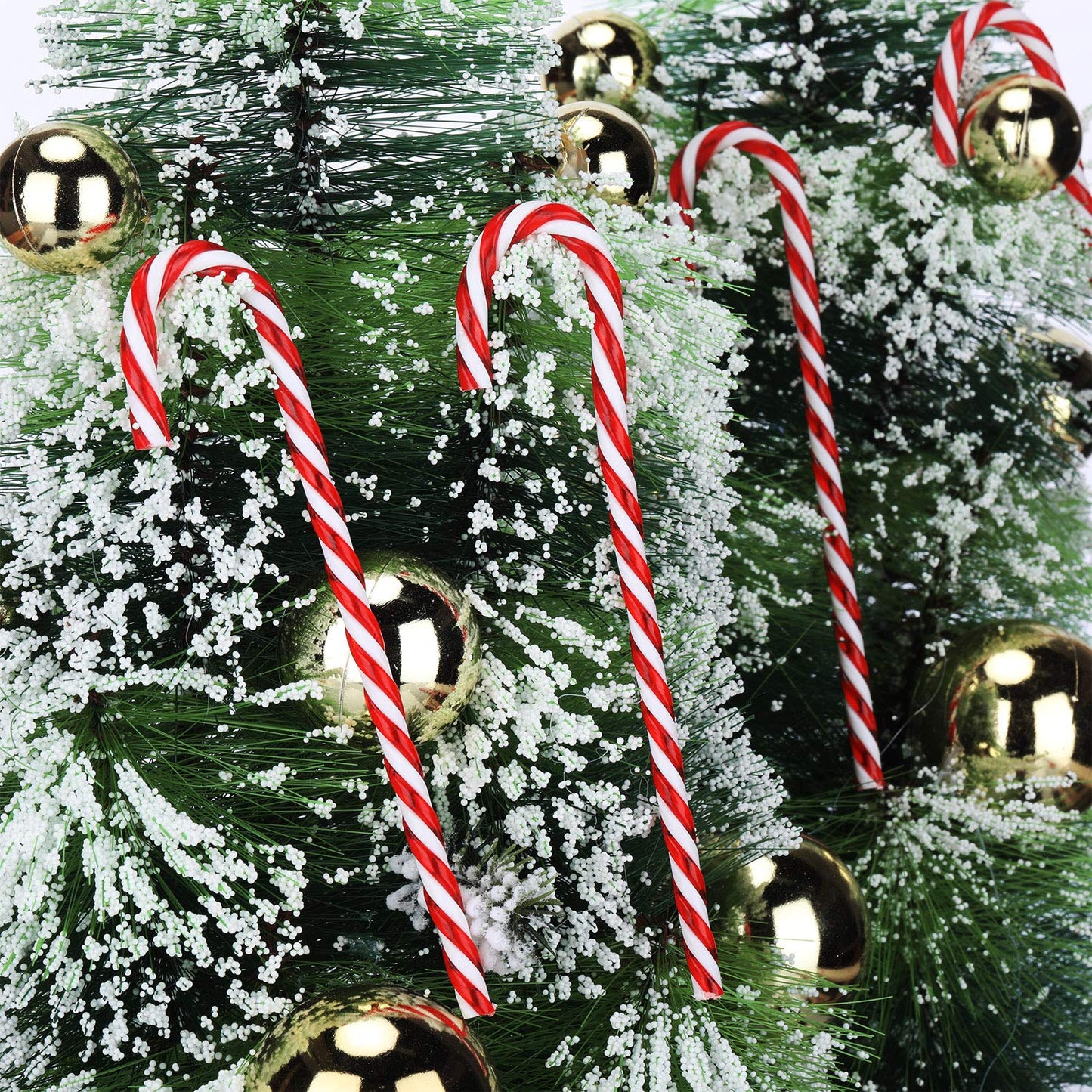 Hicarer 50 Pieces Christmas Plastic Candy Cane 5.9 Inch Christmas Tree Hanging Ornament Decoration Twisted Tree Candy Cane Ornament for Xmas Holiday Party Favor (Red and White)
