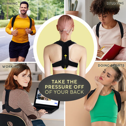 iBYWM Neck Stretcher & Posture Corrector for Women and Men, Cervical Traction for Spine Alignment, Adjustable Upper Back Brace & Elastic Support for Shoulder Back Pain Relief (Dark Blue)