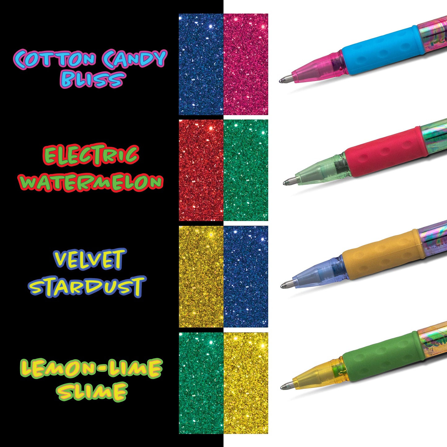 Pentel Sparkle and Krazy Pop, Metallic Gel Ink Pen, (1.0mm), Bold Line, Assorted Ink Colors, 12 count (K91BP12M)