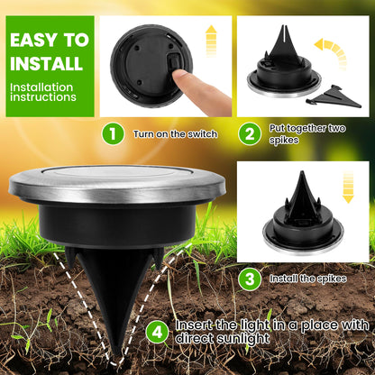 PATIOWIN Mini Solar Ground Lights, 12 Pack Solar Garden Lights, Solar Powered Pathway Lights Warterproof, Outdoor Lights for Driveway, Walkway, Backyard, Patio (Warm White)