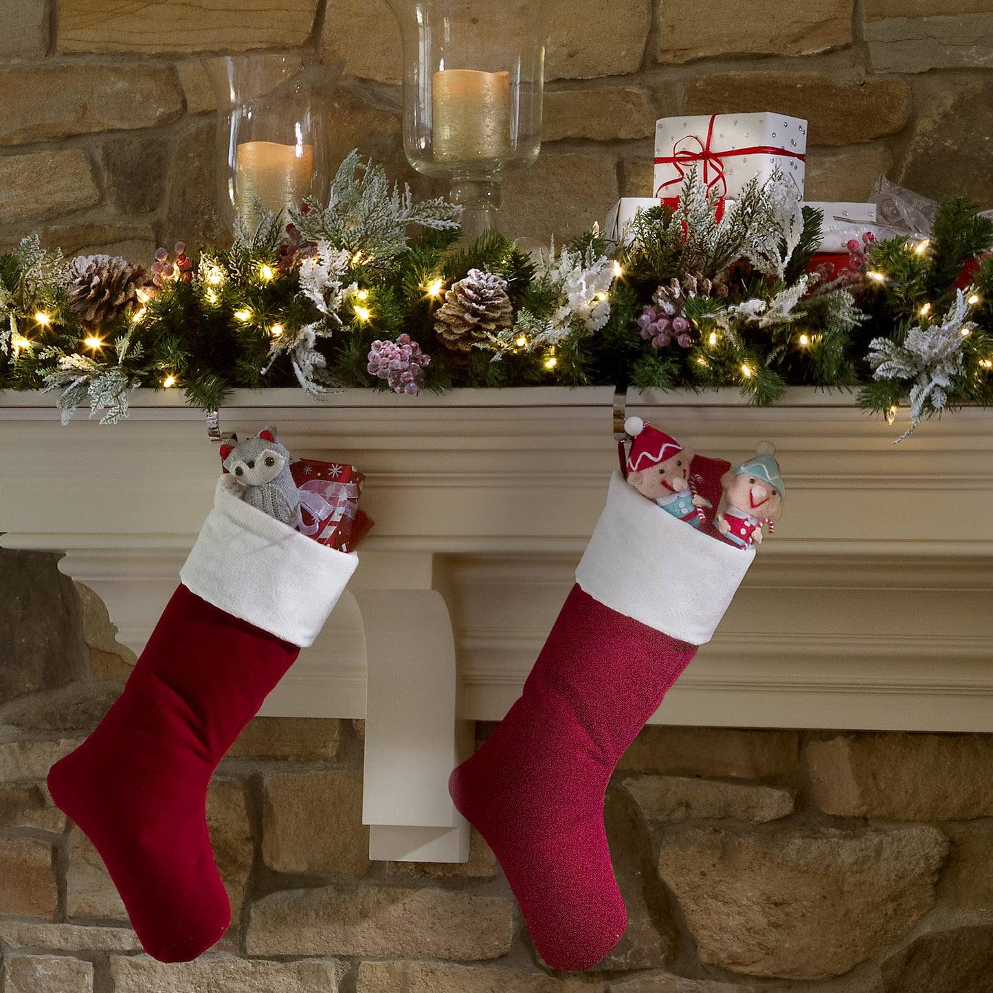 Haute Decor The Original MantleClip Stocking Holder - 6 Pack (Silver) - Safe and Secure - Adjusts to Fit Mantels Up to 3 Inches Thick