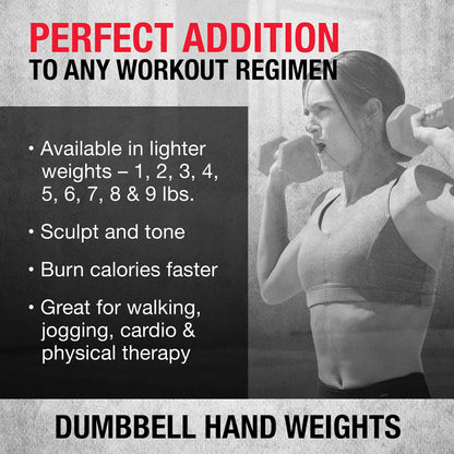 SPRI Deluxe Vinyl Coated Dumbbell Set (Pink) - 1 lb, Set of 2, Hand Weights for Muscle Toning, Step Aerobics, Strength Training, Professional-Grade Unisex Workout Equipment for Home & Gym