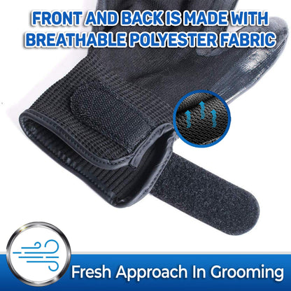 PET MAGASIN Dog Grooming Gloves for Gentle Deshedding and Bathing (Black, Medium)