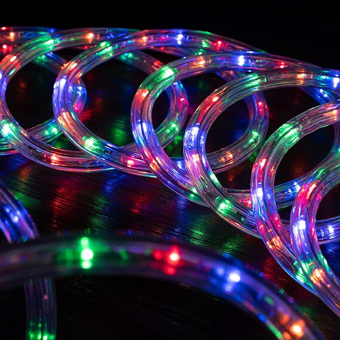 WYZworks 1656LEDs 150ft LED Outside Rope Lights, Outdoor ETL Certified Waterproof Permanent 360 Degree Light Emitting, Flexible Tube, Connectable, Christmas Palm Tree Exterior Landscape, Colorful