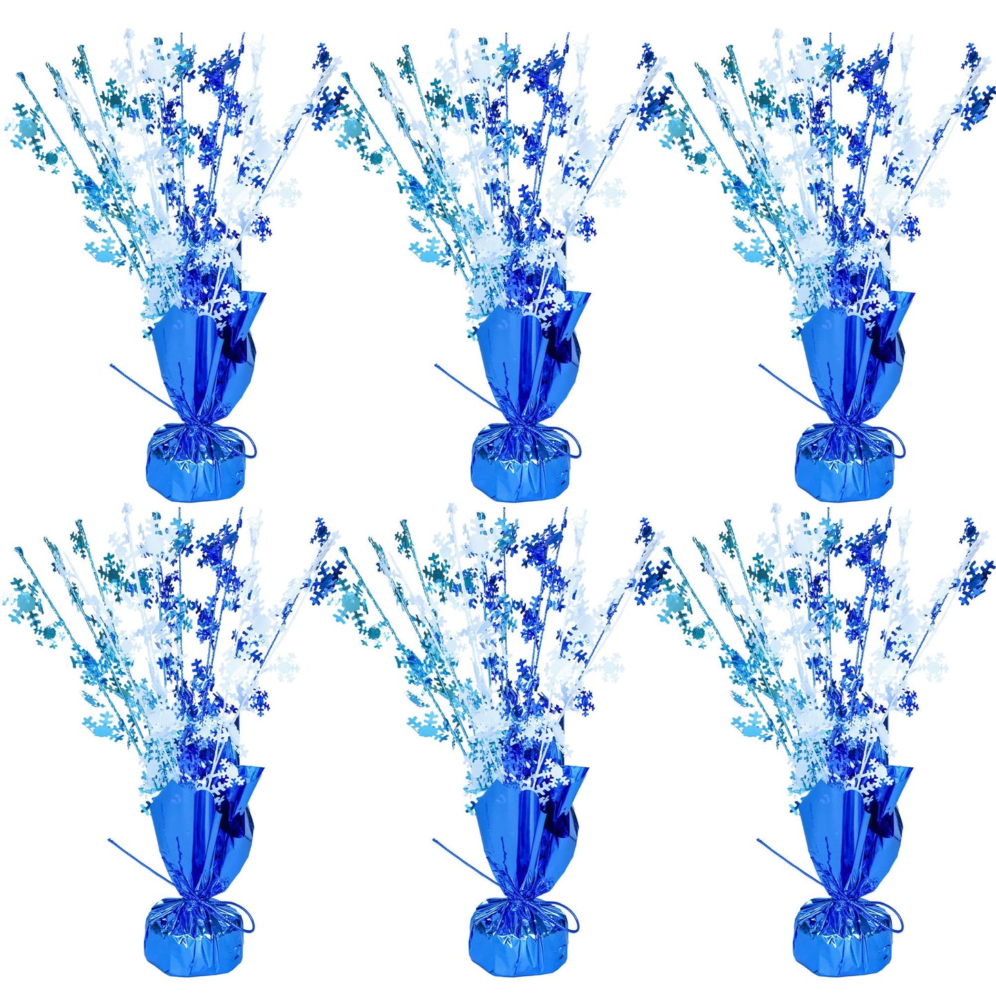 Gyufise 6 Pack Metallic Foil Spray Centerpiece Snowflake Table Decoration Burst Table Centerpieces Table Decor for Winter Wonderland Birthday Wedding Anniversary Holiday Party Supplies Blue