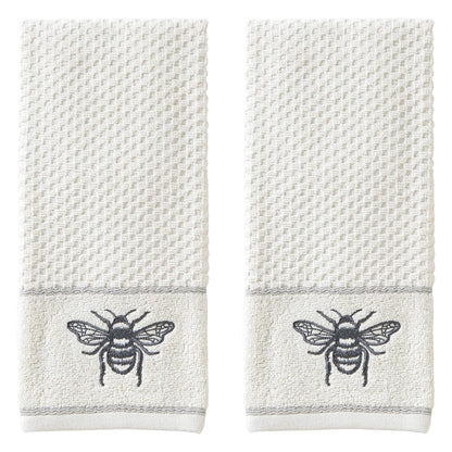 SKL Home Farmhouse Bee Hand Towel Set, White 16x25