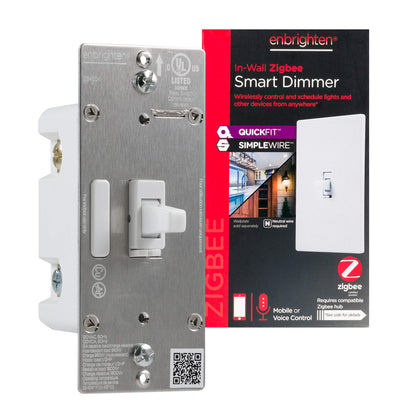 Enbrighten Zigbee Dimmer, QuickFit & SimpleWire, Pairs Directly with Echo Studio/Show 10/Plus 1st & 2nd Gen, Works WIth Alexa, Google Assistant, White & Light Almond, Smart Light Switch, 43080