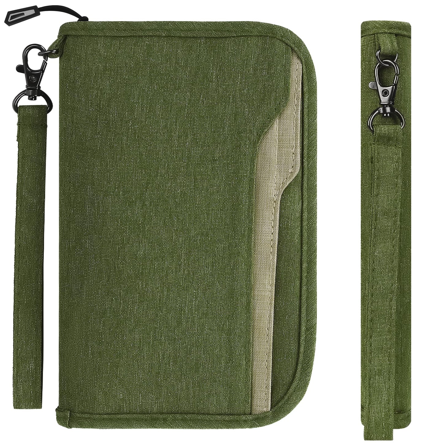 ZOPPEN Rfid Passport Holder Travel Wallet Family Documents Organizer Travel Accessories for 6 Passport, with Vaccine Card Slot Fits 4.3 X 3.5 inches Vaccine Card #06 Green