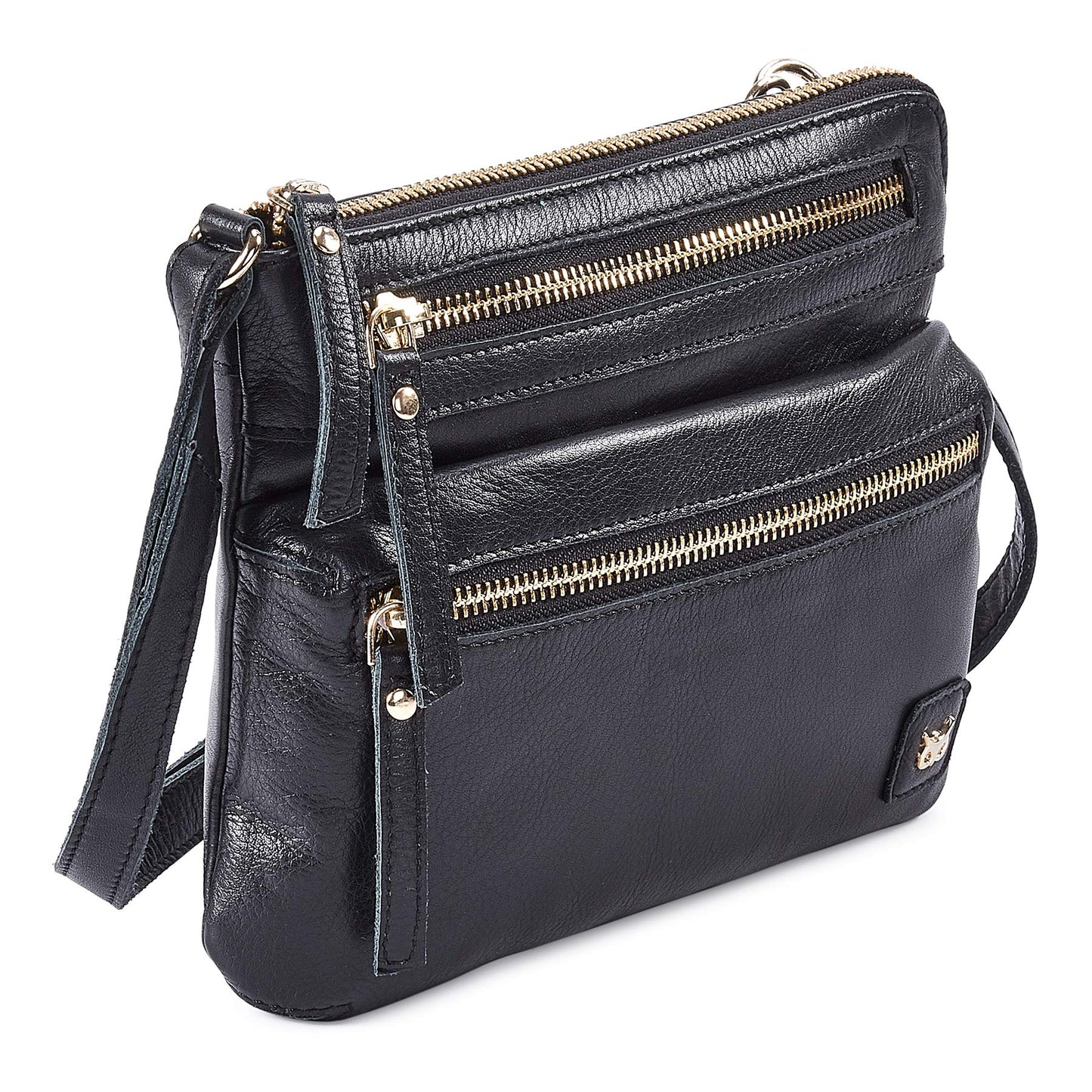 Small Crossbody Bags for Women Leather Sling Purse with Adjustable Strap Multi Pocket Cross Over for Travel & Gift (Black Nappa)