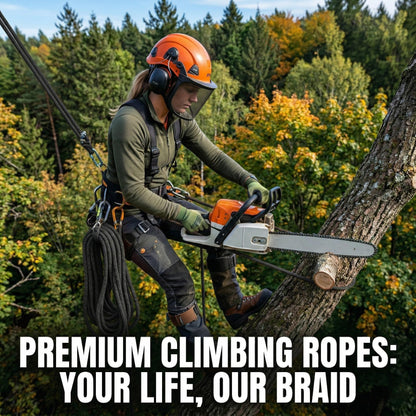 Double Braided Arborist Rope - 1/2 Inch x 200 Feet Polyester Rope - High Strength Climbing Rope for Tree Work, Swing, Halyard, Sailing(Black)