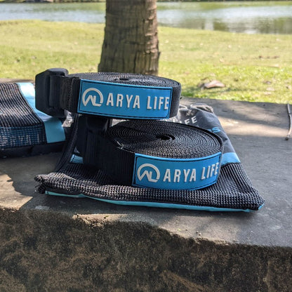Arya Life 10 Feet 'No Scratch' Silicone Buckle Rack Strap Tie Down Cam Straps for Surfboard SUP Paddleboard Kayak Snowboard and Canoes (Set of 2), Black