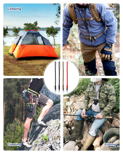 YETOOME 4 Pieces Heavy Duty Neck Lanyard Keychain for Men Women Outdoor Survival, Parachute Rope Necklace Keychains with HK Clip Key Ring for ID Card Badge Holder, Camera, Wallet and Keys