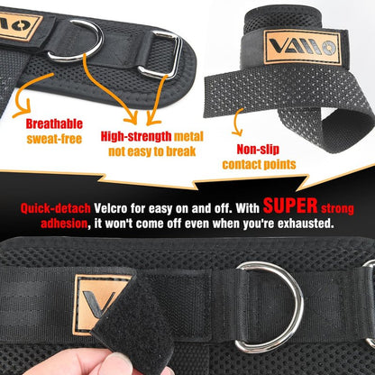 VAIIO Adjustable Weight Lifting Straps - Non-Slip D Ring Design for Deadlifts & Powerlifting | 7mm Neoprene Padded Wrist Support