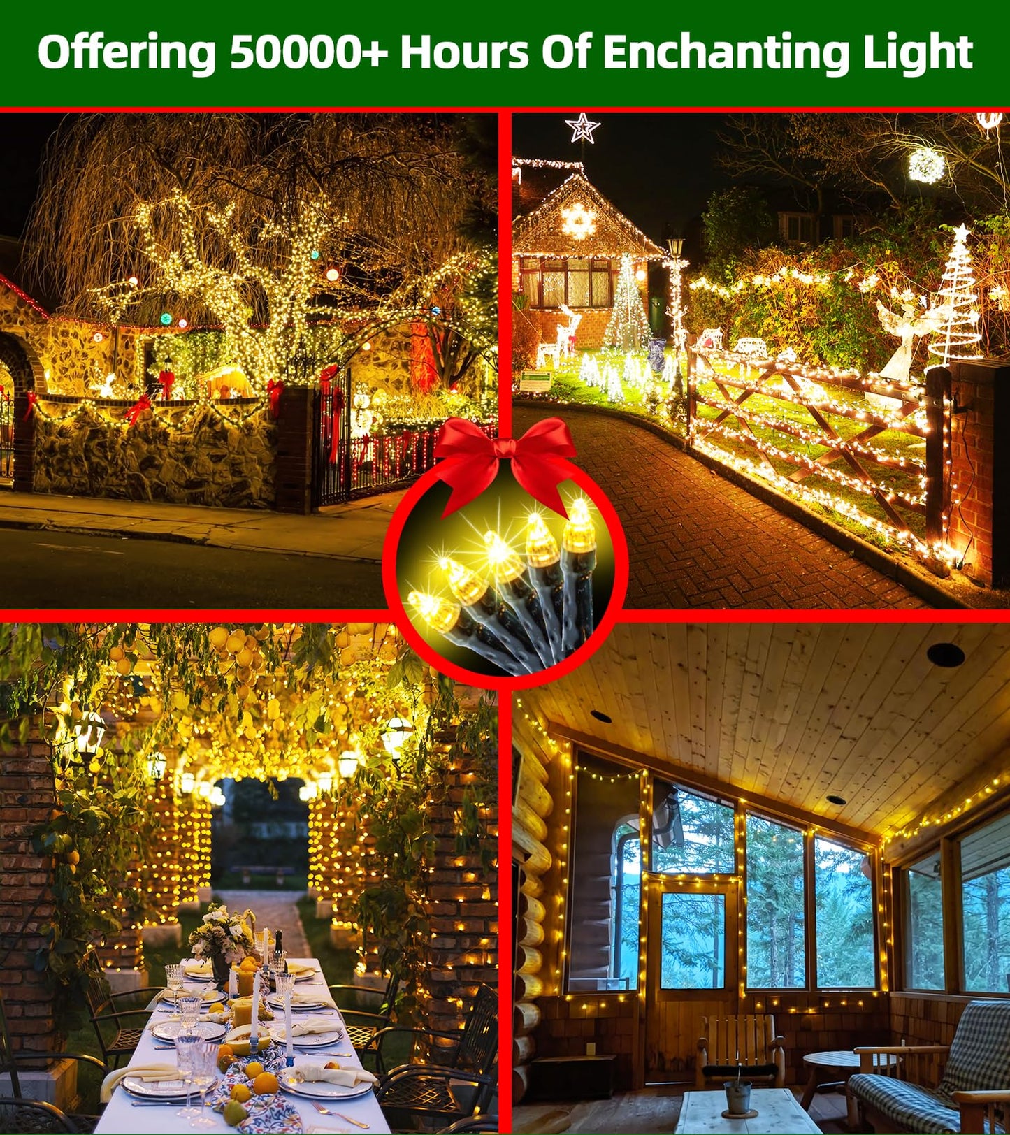 QUHUATU 750 LED 240FT Christmas Lights Outdoor,12 Lighting Modes Christmas String Lights with Timer, Dimmable Warm White LED StringLights Waterproof for Yard Tree Wedding Party Holiday Warm White
