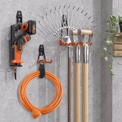Nacial 16 Pack Garage Hooks Heavy Duty, Utility Steel Garage Storage Hook with 2 Storage Straps, Utility Garage Wall Mount Hooks for Hanging Bike, Ladder and Garden Tools, Perfect for Father Day Gifts