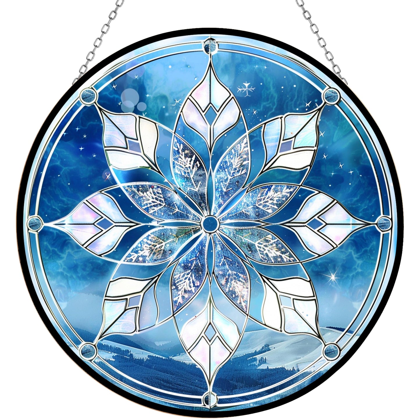 HYPESTYLE Christmas Snowflake Suncatcher Stained Glass Window Hanging by Clare Donovans Sun Catchers Colorful Ornament Gifts for Women Mom Wife Christmas Halloween Housewarming