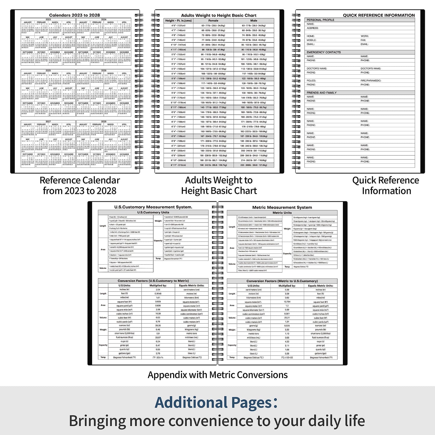 Daily Planner Undated - Spiral Appointment Planners, 208 Pages, 8.8" x 11", Daily Planner with Hourly Schedules, Appointment Book for Man/Women, Inner Pocket, Elastic Closure