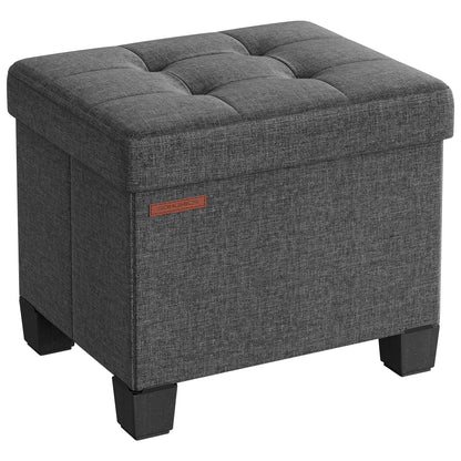 SONGMICS Storage Ottoman, Small Ottoman Foot Rest with Legs, 12.6 x 15.7 x 13.2 Inches Foot Stool, Load up to 660 lb, for Living Room, Bedroom, Dorm, Slate Gray ULSF012G01