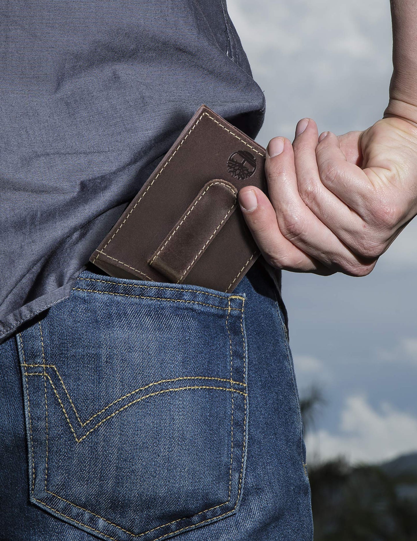 Timberland Men's Slim Leather Minimalist Front Pocket Credit Card Holder Wallet,Brown (Money Clip) 2, One Size