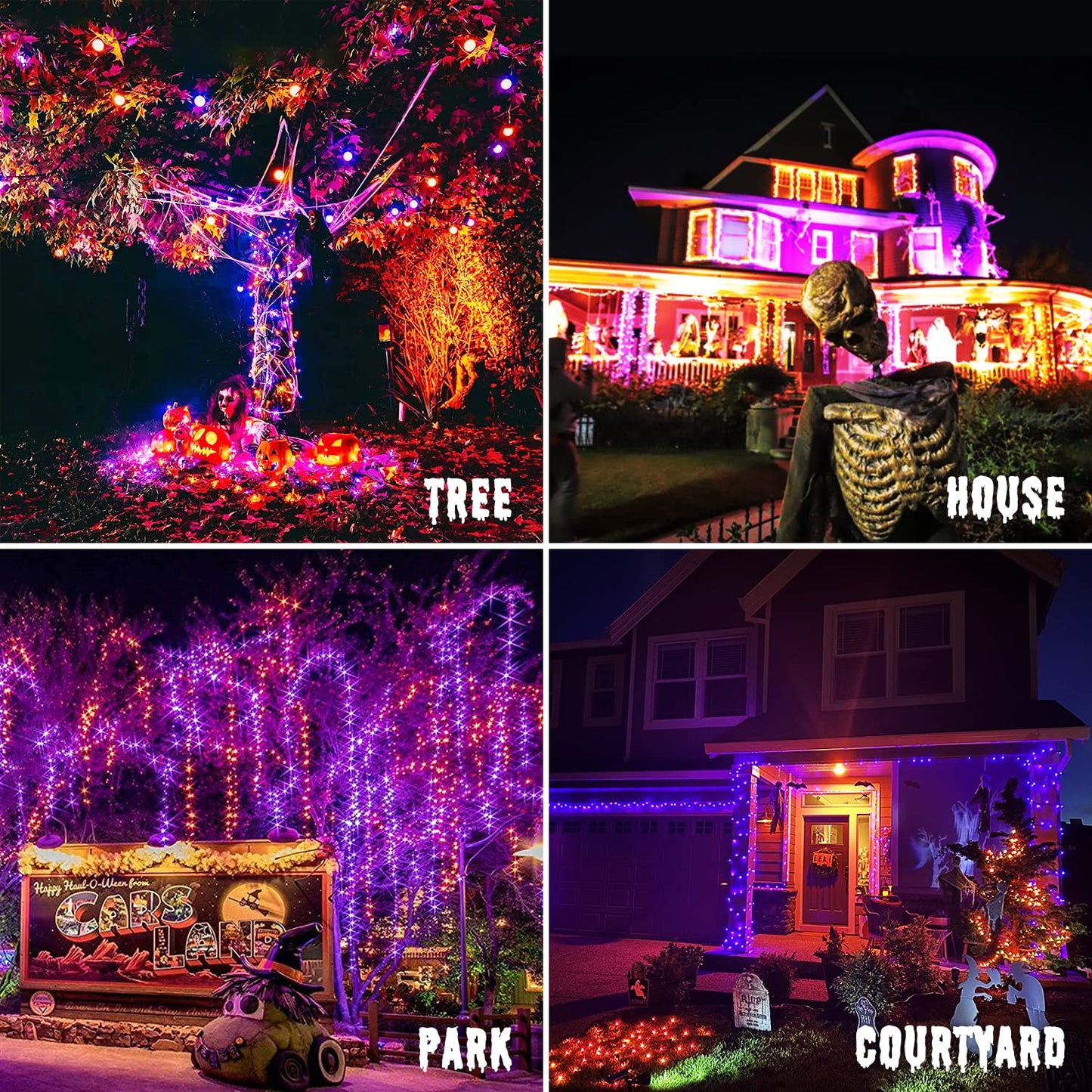 JMEXSUSS Halloween Decoration Lights, 200 LED Orange Purple Halloween Lights Clear Wire, 11 Modes Connectable Halloween String Lights Indoor Outdoor Plug in for Halloween Tree Decorations