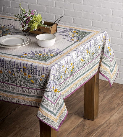 Maison d' Hermine Table Cloth Rectangle Table 100% Cotton 70 x 120 Inches Tablecloth Reusable Decorative for Dining Room, Farmhouse, Home, Party, Festive & Wedding Spring Summer - Fanny Lavender