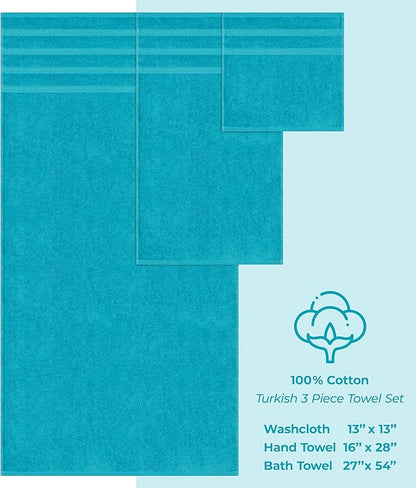 American Soft Linen Premium 3 Piece Towel Set, 1 Bath Towel 1 Hand Towel 1