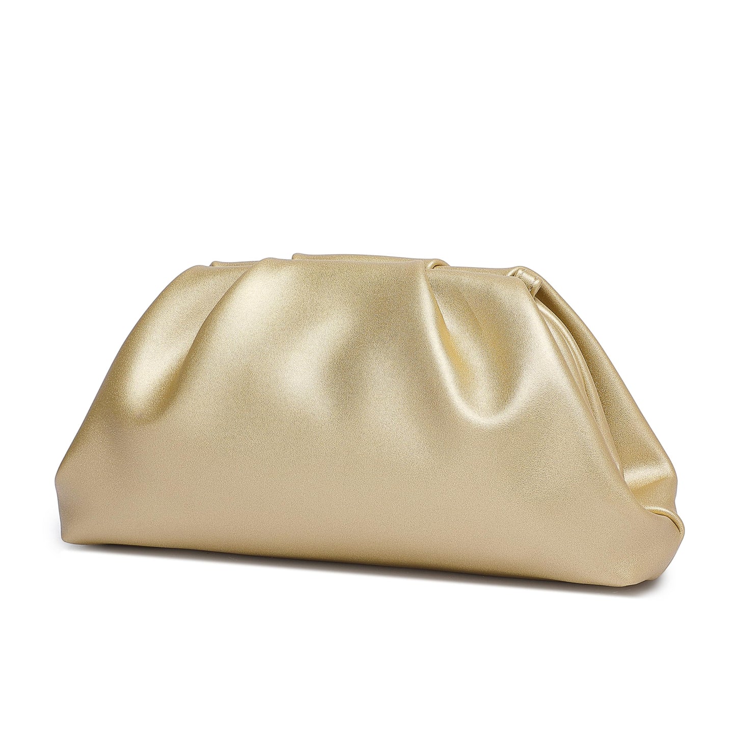 YUWITA Soft PU Leather Clutch Purses for Women Formal Elegant Luxurious Evening Bag (Gold)