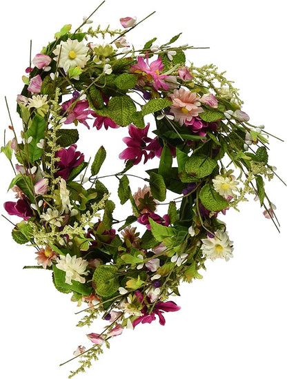 CWI Gifts Flower Twig Wreath Rings - 18 inch - Wreath Decor for Front Door and Candle Decorating - Aster Daisy