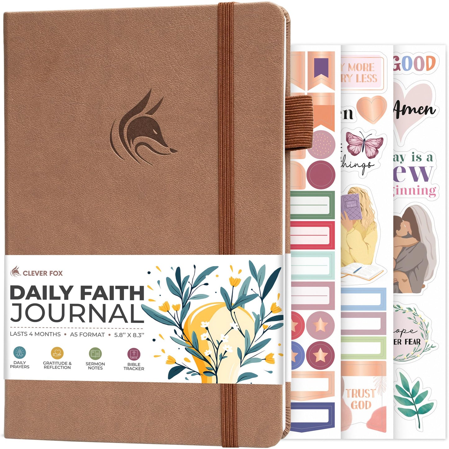 Clever Fox Daily Faith Journal – Guided Prayer, Gratitude & Bible Study Notebook – Faith Based Gifts & Journaling Supplies for Women (Dark Terracotta)