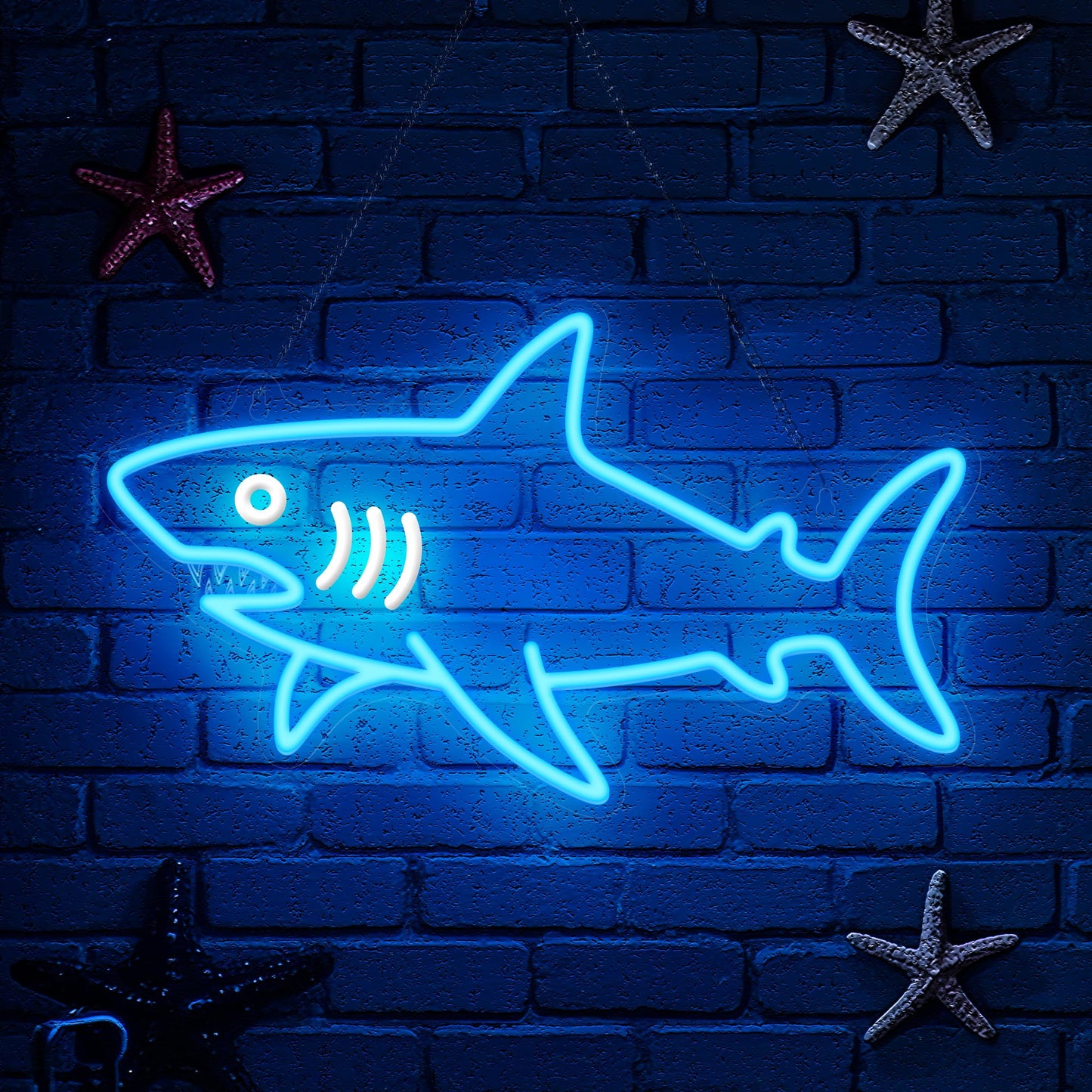 CoolGift Mart Shark Neon Sign, Dimmable LED Shark Light Animal Wall Decor, Christmas Gift White Elephant Gifts for Boys Men, Bedroom Living Room Man Cave Home Decoration With USB Powered