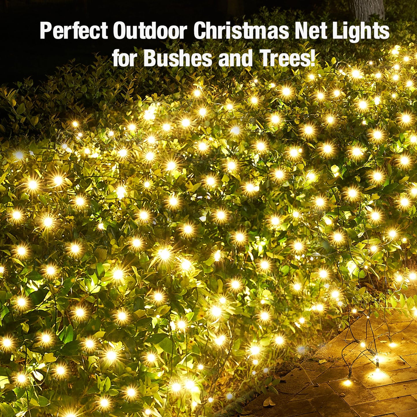 Led Christmas Net Lights Outdoor Christmas Bushes Lights 120Led 6ftx5ft, Connectable Outdoor Indoor Mesh Net Lighting for Xmas Holiday, Garden, Lawn, Shrubs, Trees, Bushes Decorations(WarmWhite)