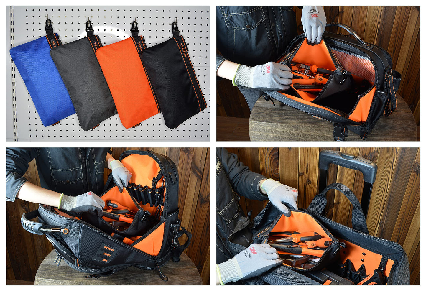 WELKINLAND 4-Packs Small tool pouch, Heavy-Duty Tool pouches, Electrician tools pouch bag, Tools pouches w/clip, Small Zippered tool bag