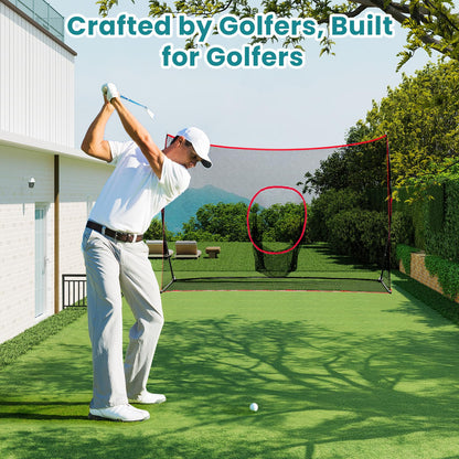 OLIXIS Golf Nets for Backyard, 10x7 ft Golf Practice Net with Frame, Outdoor & Indoor Dual-Use Sturdy for Hitting, Personal Driving Range for Home, Garage and Backyard, Black