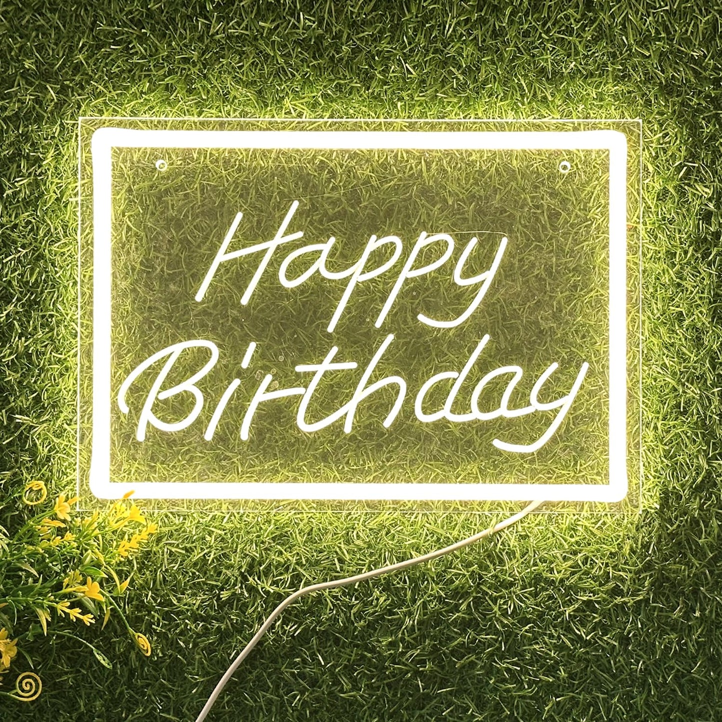 KeyDoors Happy Birthday LED Neon Sign 11.8 x8.3in– Warm White Dimmable Neon Light, USB Powered Wall Decor for Party Backdrop, Bachelorette Party Decor, Ideal Christmas Gift & Birthday Gift