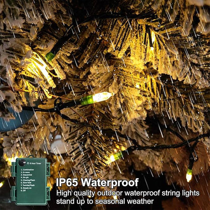 Battery Operated Christmas Lights, 41Ft 120 LED String Lights 8 Modes with Timer Mini Lights for Indoor Outdoor Wreath Wedding Party Garden Home Decor, Waterproof, Warm White
