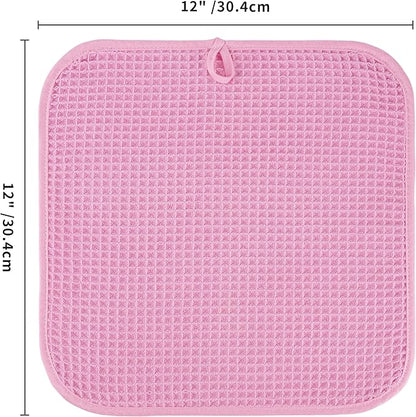 Microfiber Waffle Face Towels, 4 Pieces, Fast Drying, Lint Free 430 GSM