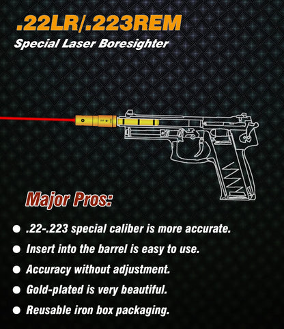 BOOLIT EYE .22LR/223REM Special Laser Boresighter End Barrel Laser Bore Sight Accurately and Easy to Fit Revolvers Pistols Rifle and Air Guns(.22LR/223REM)