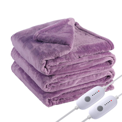 Electric Heated Blanket Full Size 72"x84", Cozy Large Oversized, 5 Heating Levels & 10 Hours Auto Off, Cozy for Bed, Sofa, & Office, Machine Washable, Purple