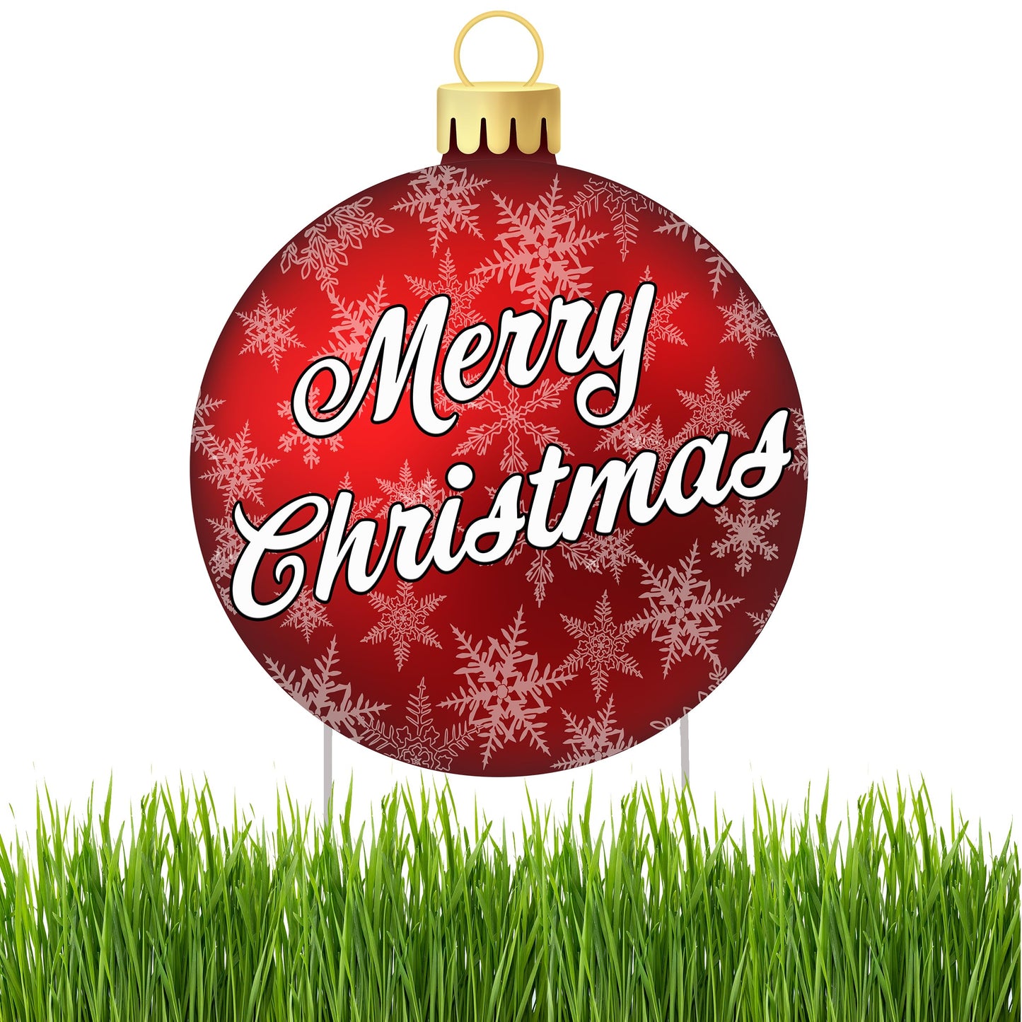 Rogue River Tactical Christmas Classic Yard Sign for Home Decor and Lawn Decoration With Stakes Red Ornament Merry Christmas