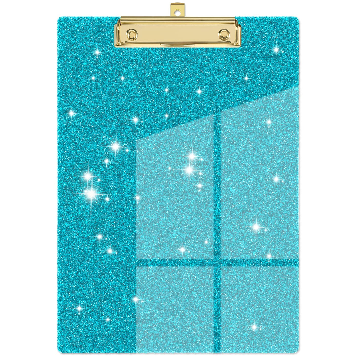 Piasoenc Acrylic Clipboards, Fashion Glitter Clip Board with Low Profile Gold Clip, Designed for Classroom School and Office Use, A4 Letter Size 9 x 12.5 in,Teal