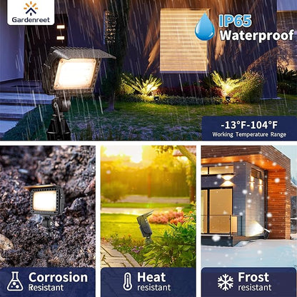 Gardenreet Low Voltage Flood Lights - 12W LED Wall Wash Landscape Lights, Outdoor 12V Hardwired Waterproof Aluminum, Warm White Angle Adjustable Brown Lighting for Yard Tree Patio House 4 Pack