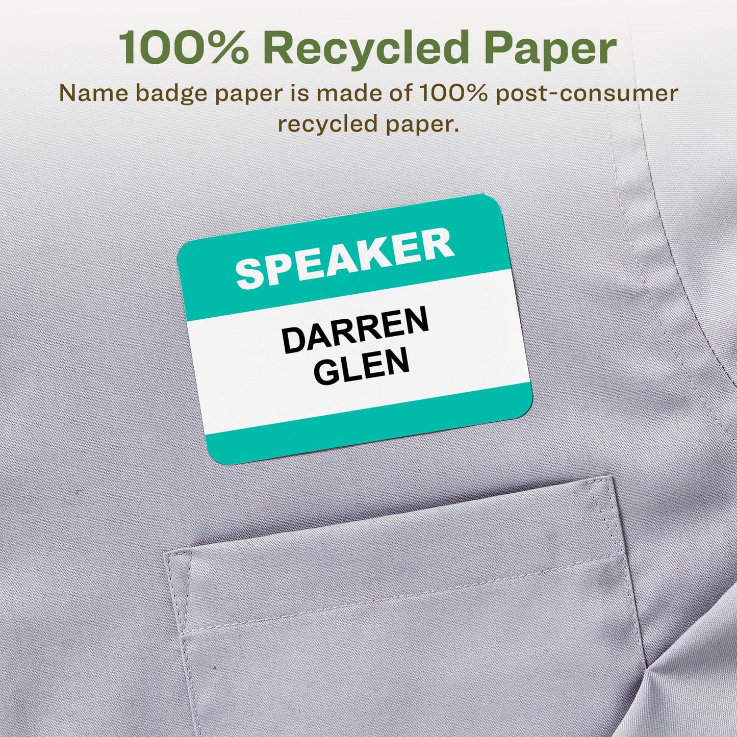 Avery EcoFriendly Recycled Name Tags, 2-1/3" x 3-3/8", White, Removable Adhesive, 160 Printable Name Badges (42395)