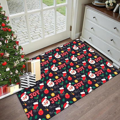 2' X 3' Christmas Rug Santa Claus Area Rugs Washable for Entryway Bedroom Nursery Dorm Laundry Xmas Door Mat for Kids Girls Boys Merry Christmas Indoor Doormat