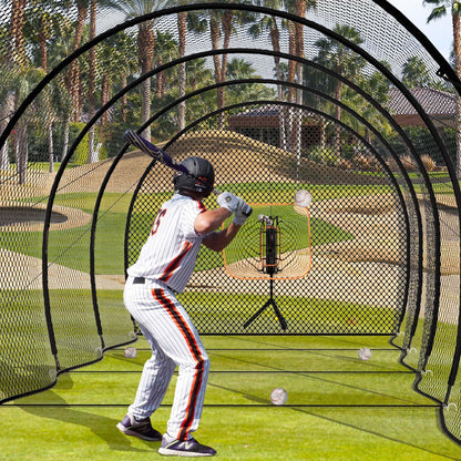 MR 40FT Batting Cage Baseball Softball w/Sock Pocket, Hitting Cage Net and Frame Backyard Baseball Softball Training Equipment, Freestanding Portable