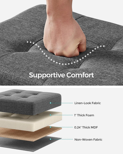 SONGMICS Storage Ottoman, Small Ottoman Foot Rest with Legs, 12.6 x 15.7 x 13.2 Inches Foot Stool, Load up to 660 lb, for Living Room, Bedroom, Dorm, Slate Gray ULSF012G01