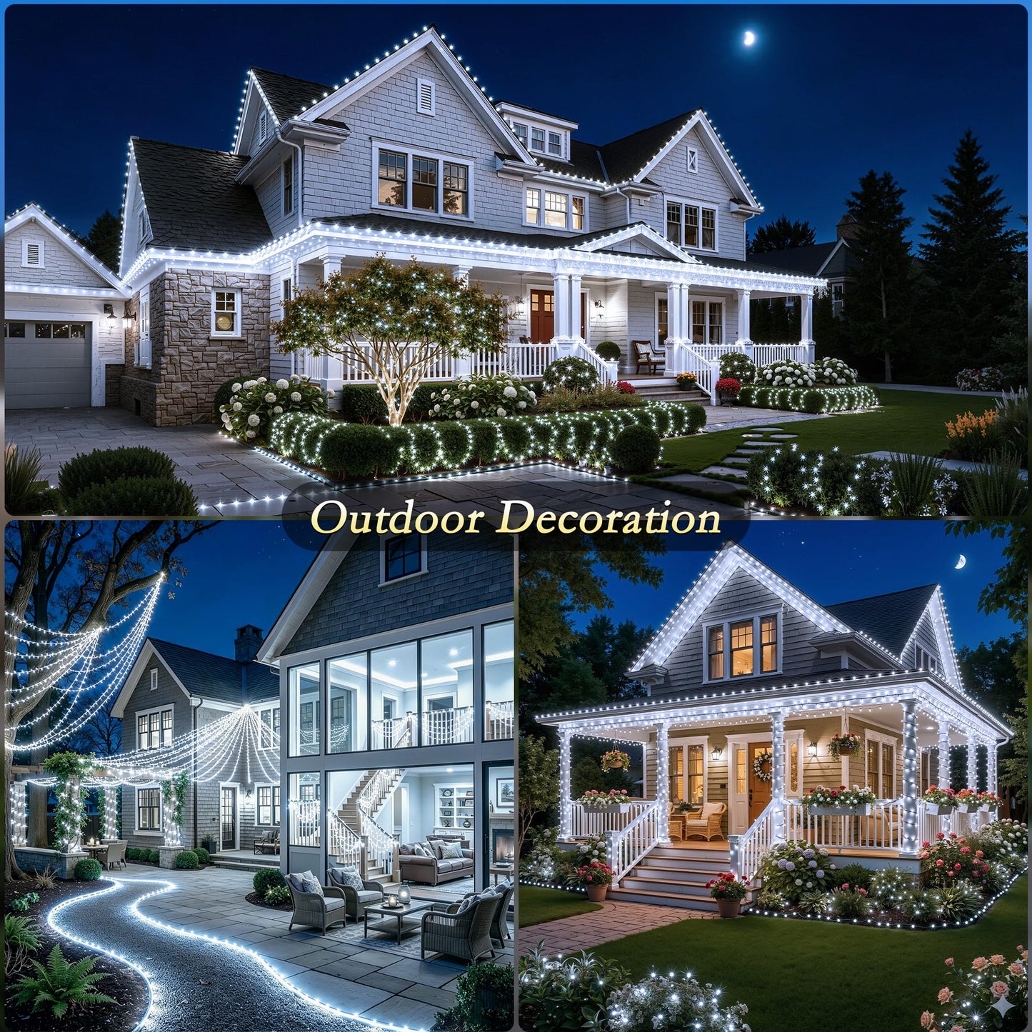 Soagrc 264FT 800LEDs Outdoor String Lights Plug in IP67 Waterproof Twinkle Lights with Remote Dimmable 8 Modes Cool White Decorative Lights for Villa Backyard Pool Deck Summer Wedding Party Christmas