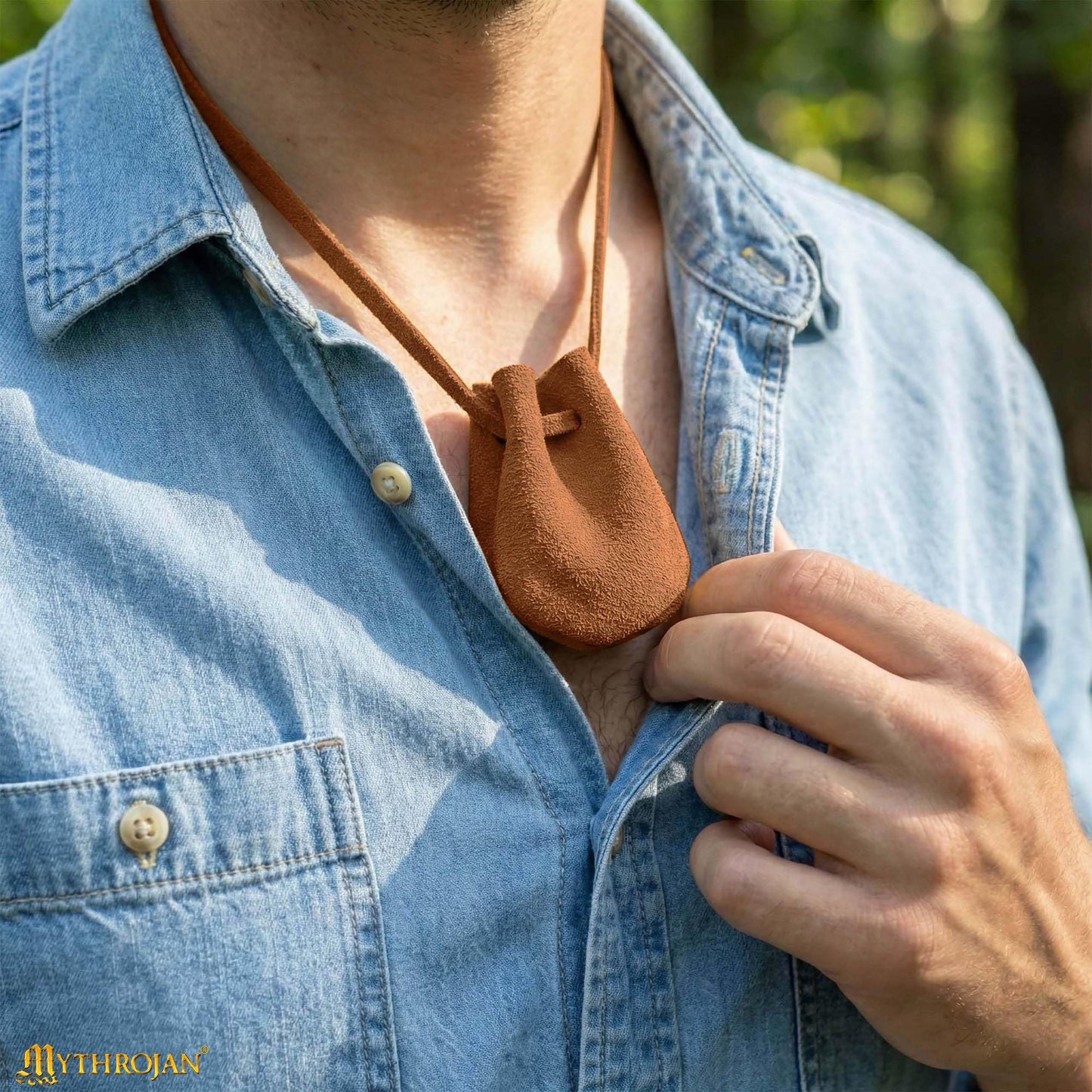 Mythrojan Small Trinket Pouches Pack of 4, Suede Leather Drawstring Coin & Dice Bags for LARP, SCA, Viking & Medieval Events Color : Brown