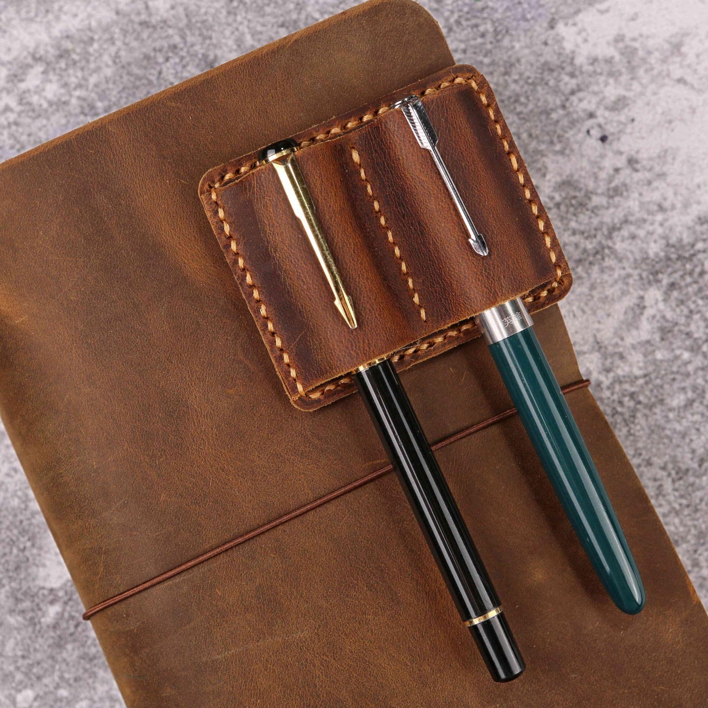 Leather A5 Travelers Notebook Cover with Inner Pockets and Card Slots and Pen Holder (Inches, A5-8.3 x 5.8)